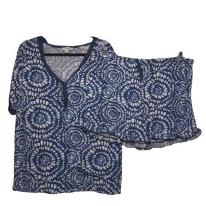KOOLABURRA Tie-Dye Pajama Short Set in Blue/White Size Large — SUPER COMFY!!!
